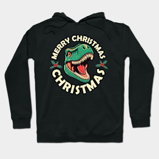 Dino Santa Merry Christmas Vintage Hoodie